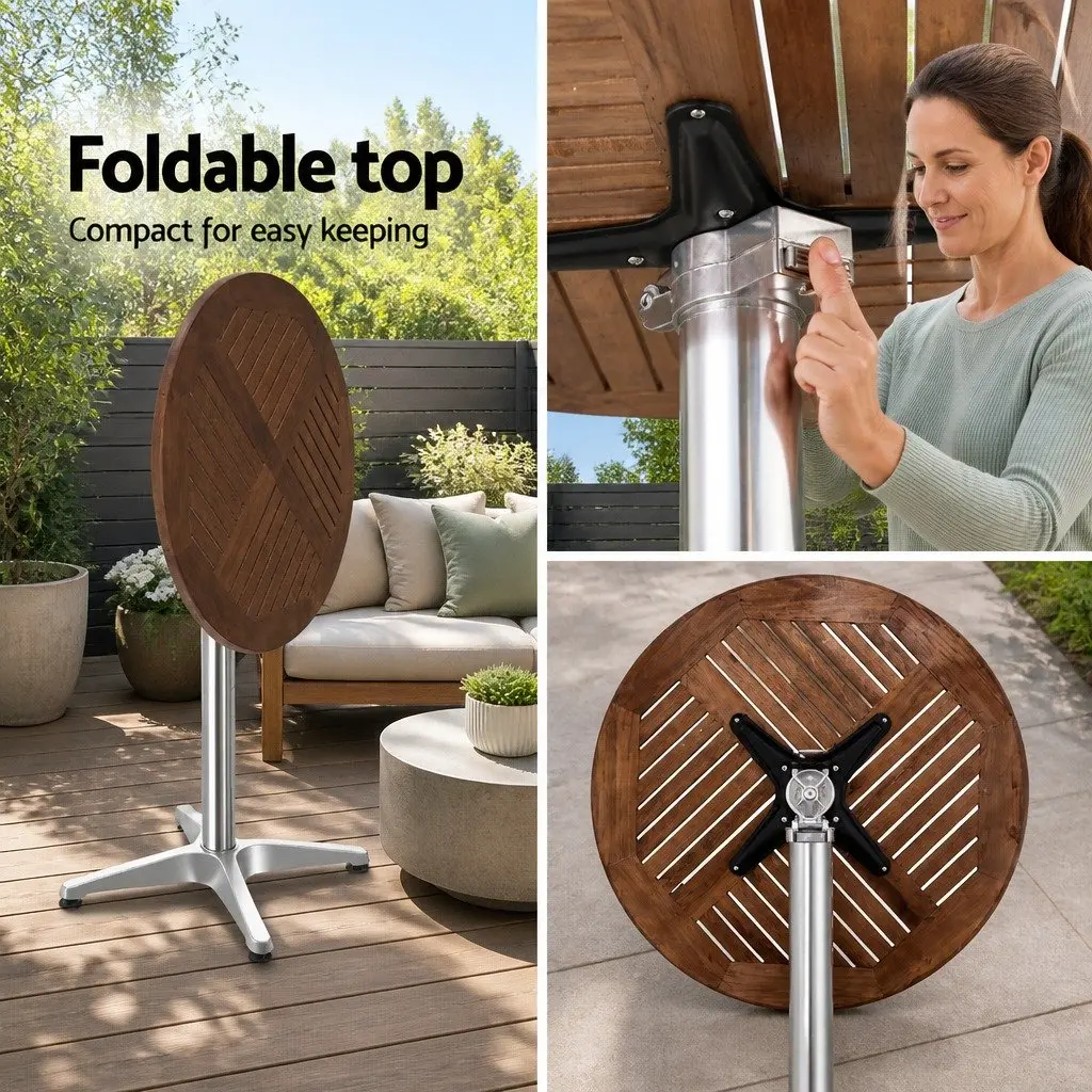 3-Piece Bar Set Silver Adjustable Table and Stools