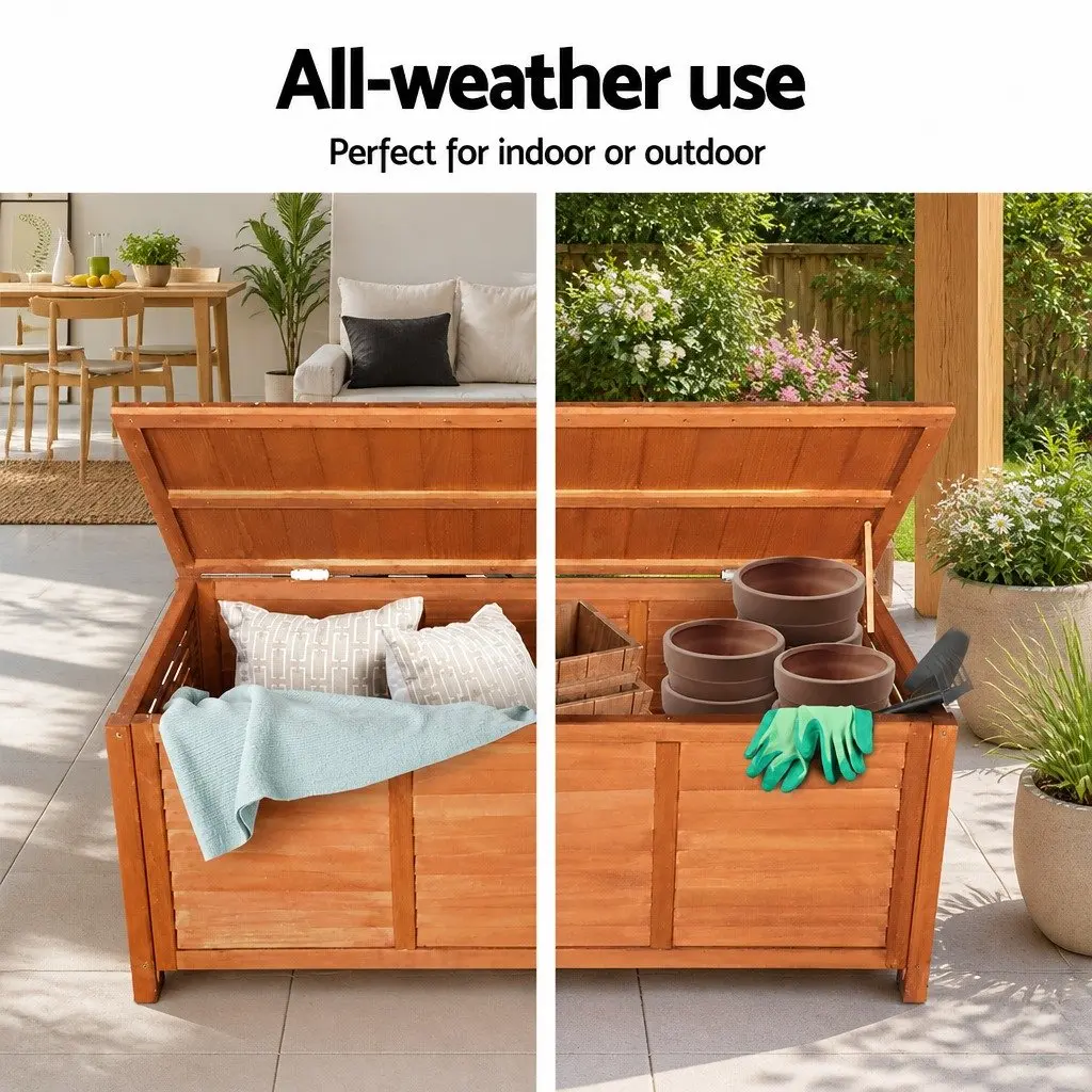 Outdoor Storage Bench Box 210L Wooden Patio Garden Furniture Seat Chair Deck Box