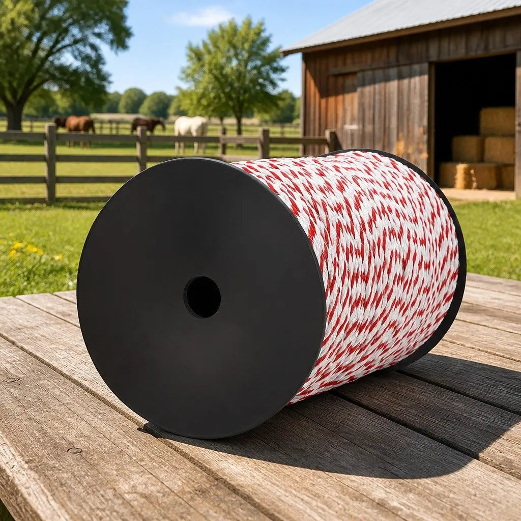 Electric Fence Poly Rope Red White 500M High Visibility Livestock Pet Control Fencing Wire