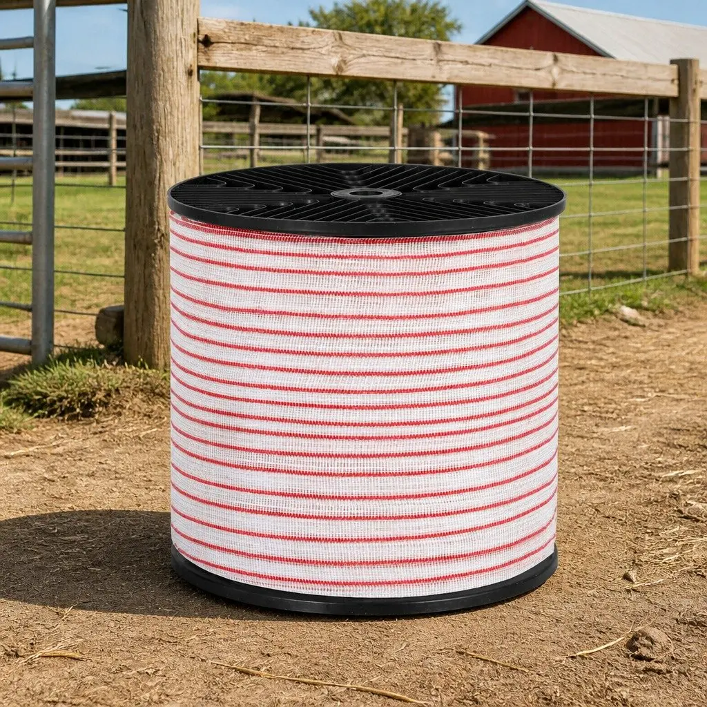 Electric Fence Polytape Red White 400M High Visibility UV Resistant Animal Containment Wire