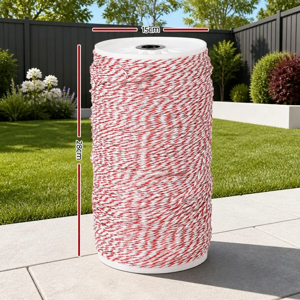 Electric Fence Polywire Red White 1000M High Visibility Durable Livestock Pet Containment Fencing Wire