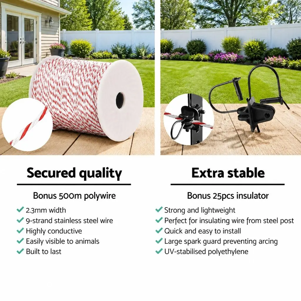 Electric Fence Polytape Red White 500M High Conductivity Livestock Fencing Wire