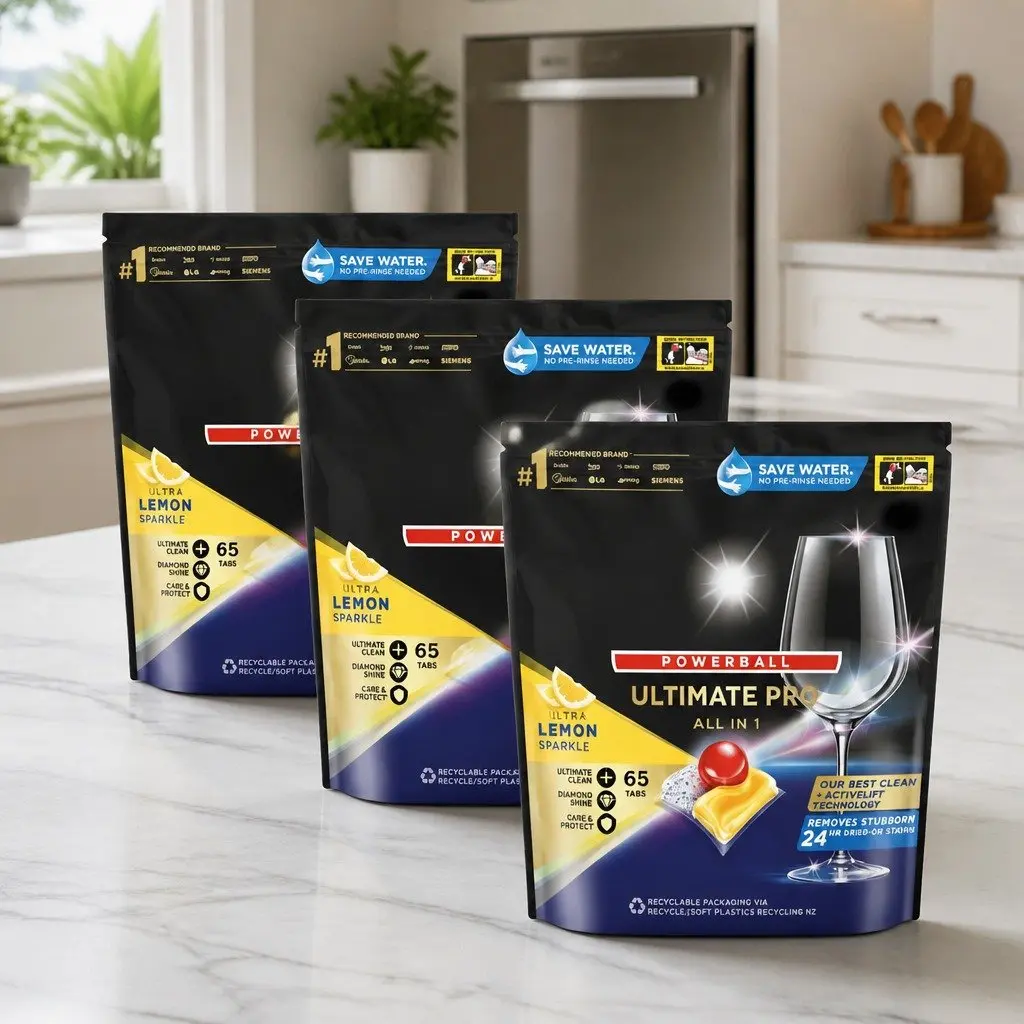 Dishwasher Tablets Lemon 195 Pack 3 Chamber Technology Stain Removal