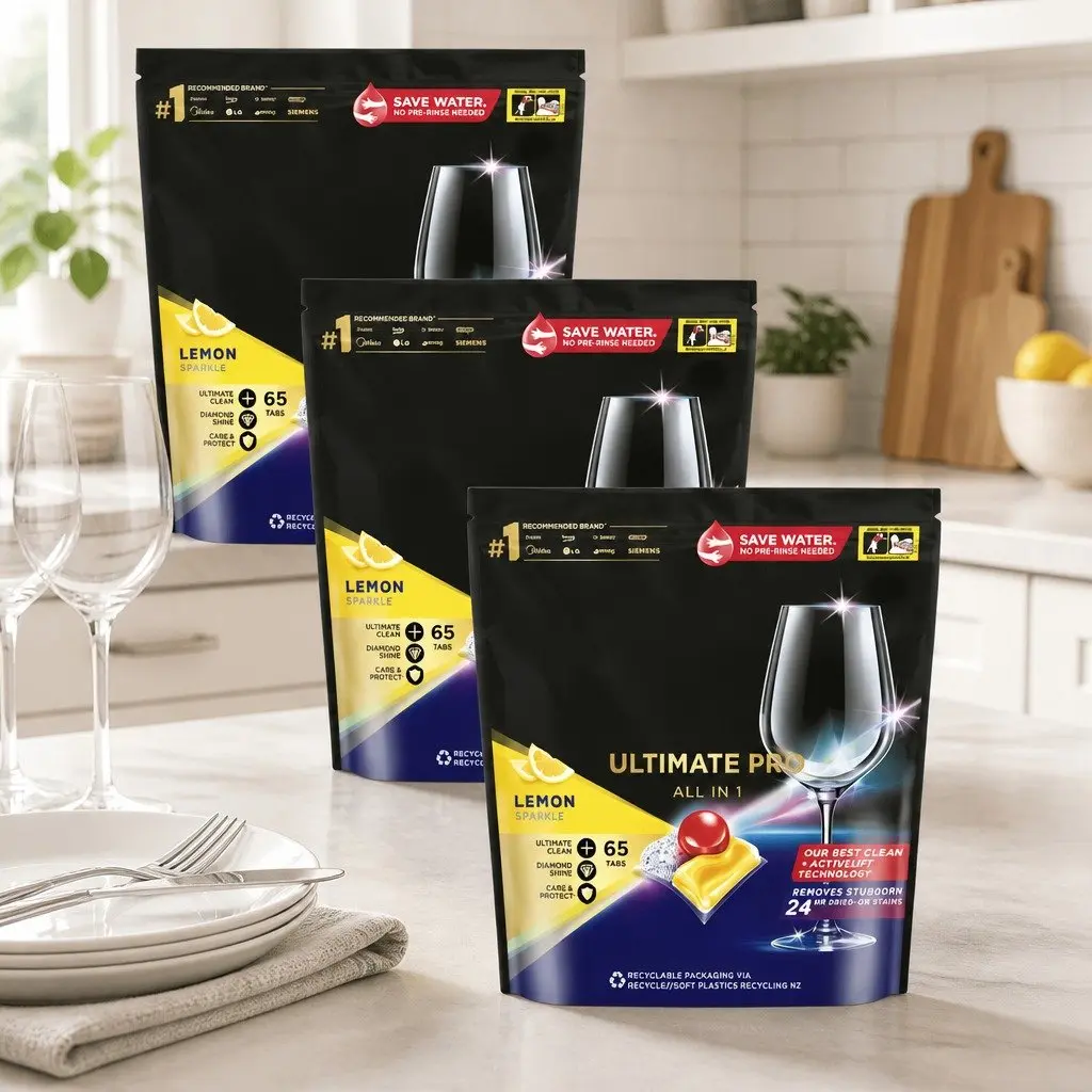Dishwasher Tablets Lemon 195 Pack 3 Chamber Technology Stain Removal
