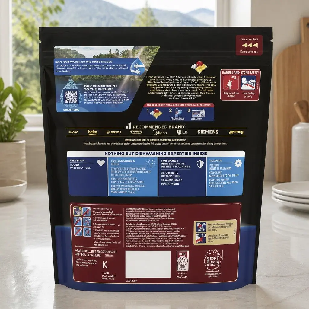 Dishwasher Tablets Lemon 260 Pack 3 Chamber Technology Enzyme Based Formula