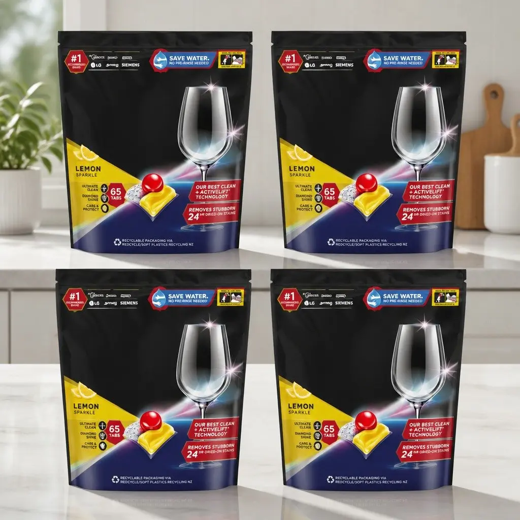 Dishwasher Tablets Lemon 260 Pack 3 Chamber Technology Enzyme Based Formula