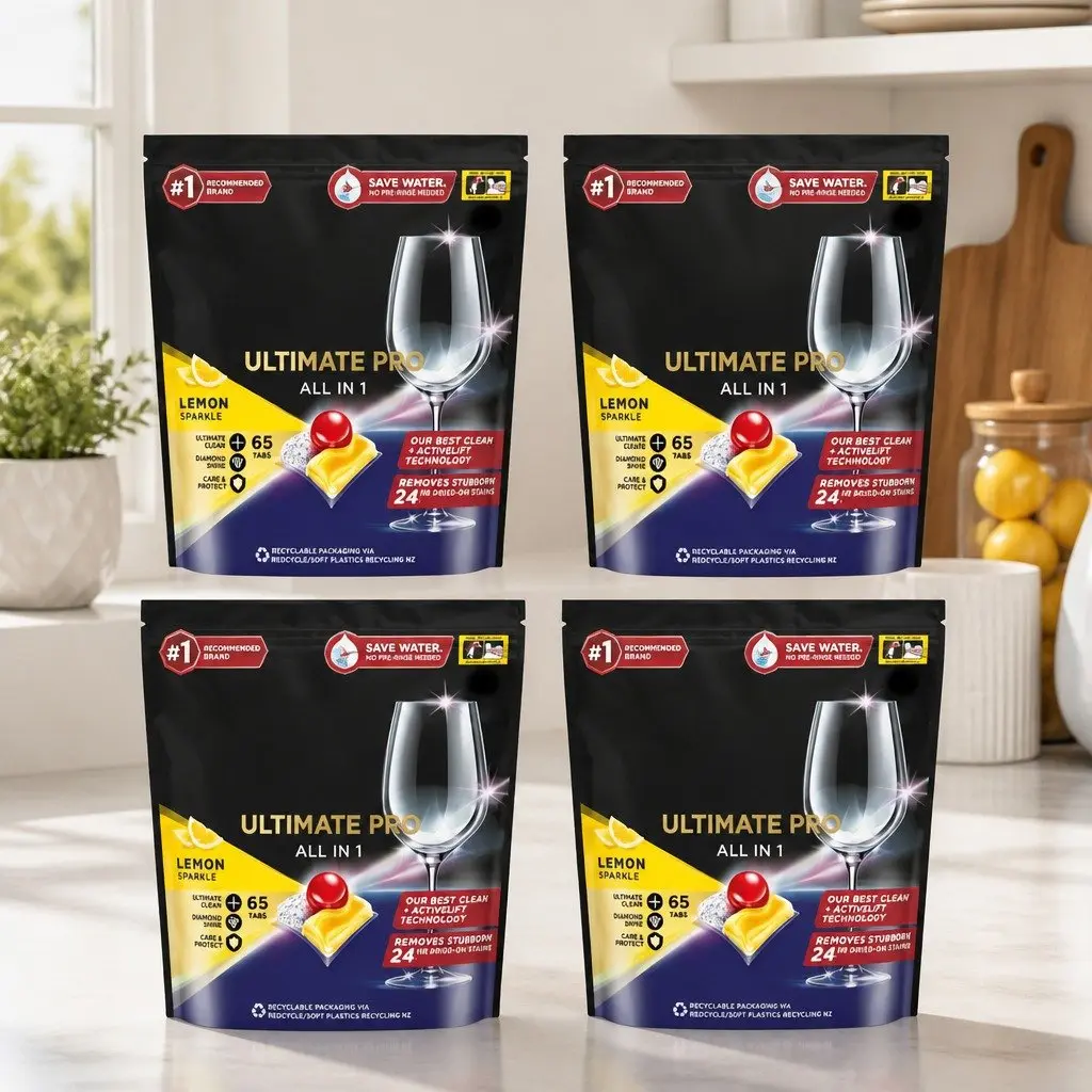 Dishwasher Tablets Lemon 260 Pack 3 Chamber Technology Enzyme Based Formula