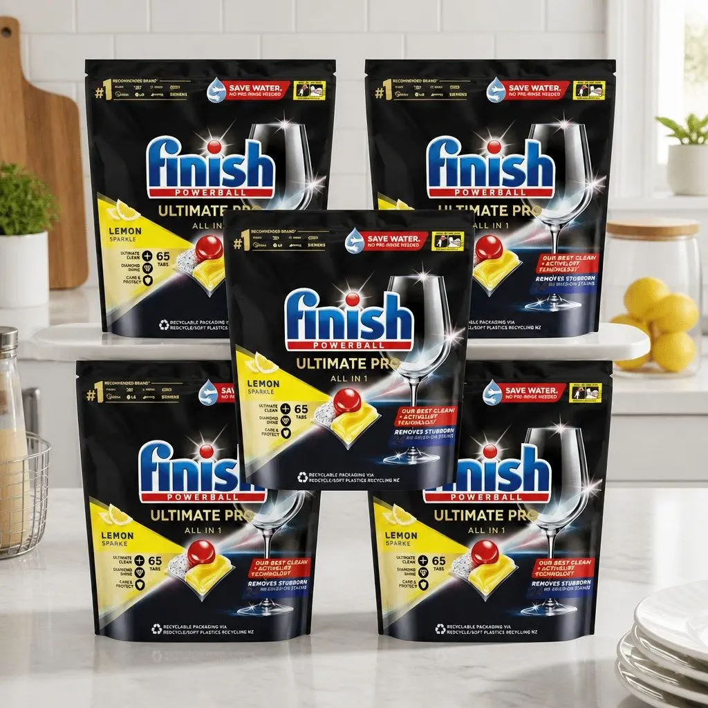 Dishwasher Tablets Lemon 325 Pack Advanced 3-Chamber Technology Wrapper-Free Biodegradable Film