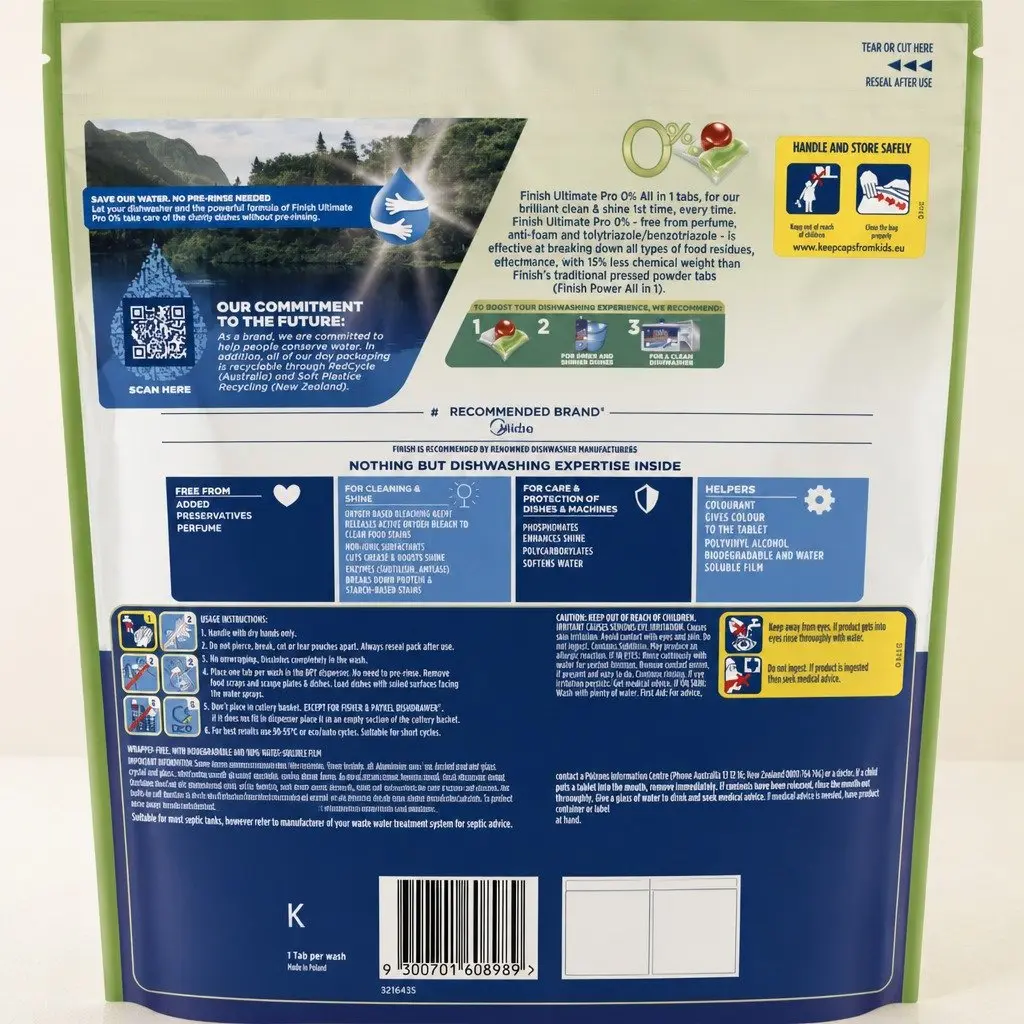 Dishwashing Tablets 0% Pro All in 1 Deep Cleaning Grease Removal 48 Pack