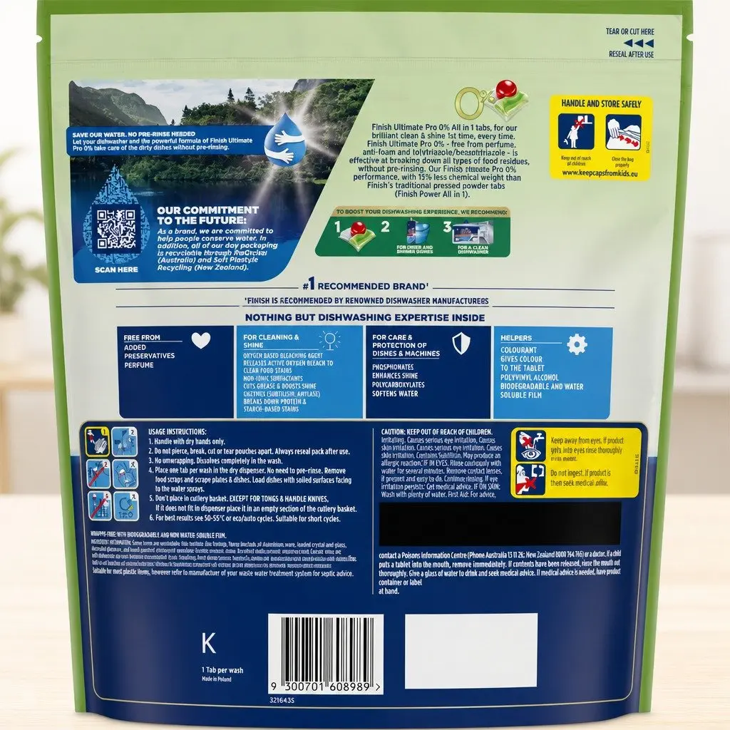 Dishwashing Tablets 0% 144 Pack Pro Formula Deep Cleaning Grease Removal