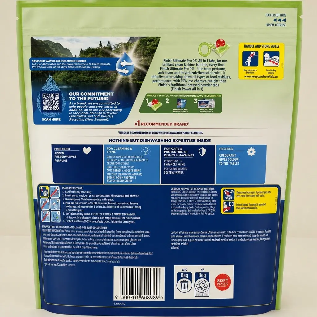 All in 1 Dishwashing Tablets 0% Fragrance 240 Count Deep Cleaning Powerball