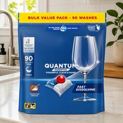 Quantum Essential Dishwasher Tablets 90 Pack Eco-Friendly No Pre-Rinse