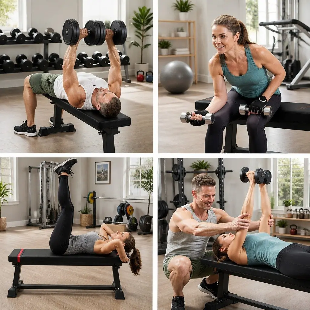 Flat Weight Bench Black 103cm x 35cm x 45cm Tubular Steel Frame Padded Top