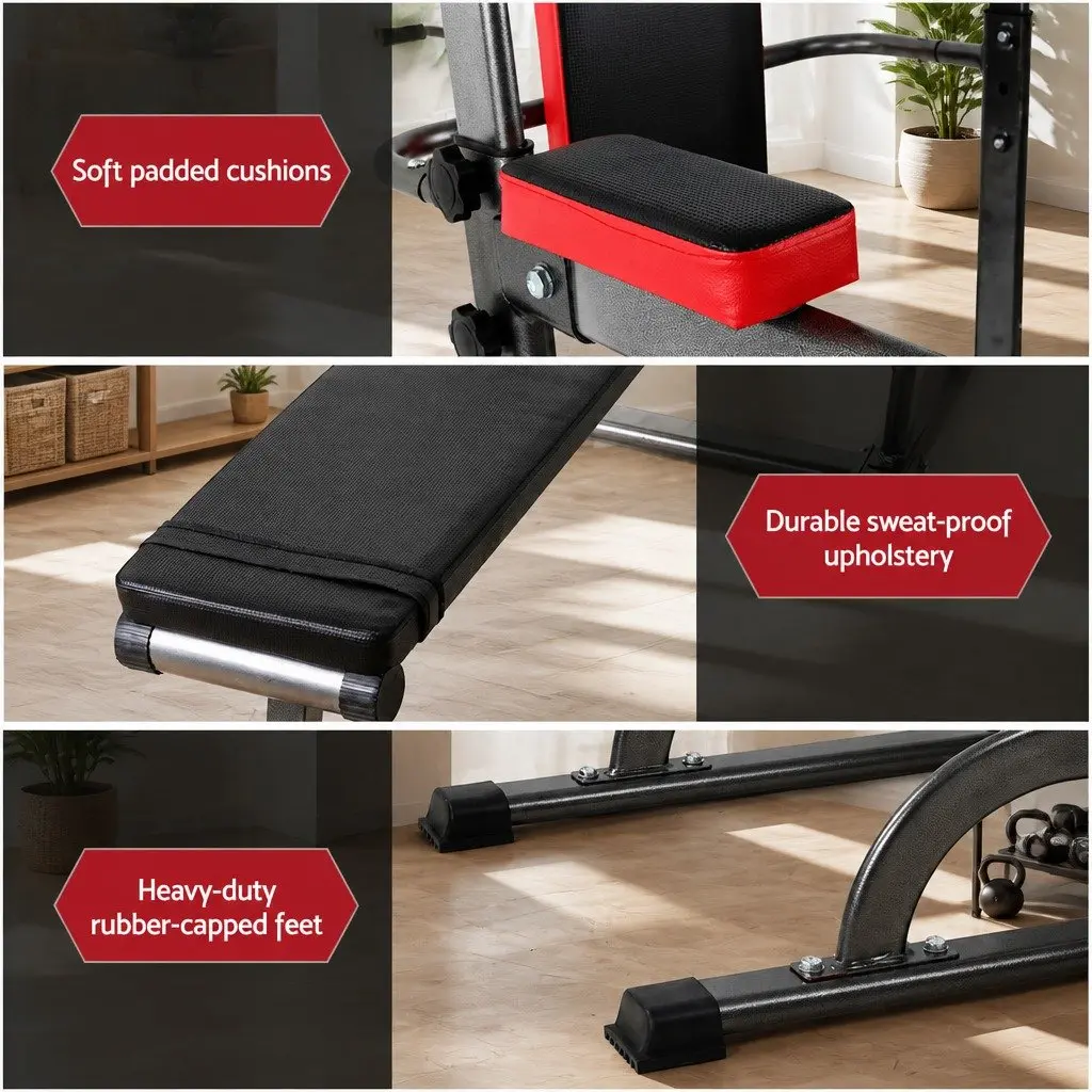 Multi-Function Exercise Tower Grey 8 Station Home Gym Bench Press Chin Up Bar
