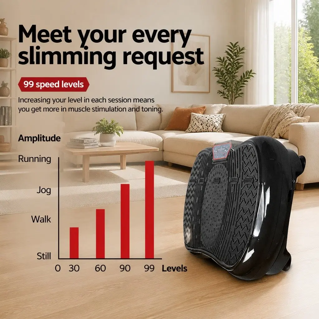 Vibration Exercise Machine Black Whole Body Shaker 99 Speed Levels Digital Control