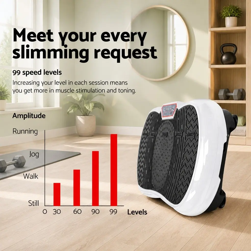 Vibration Machine Platform White Home Gym Whole Body Trainer 99 Speed Levels Anti Slip Surface