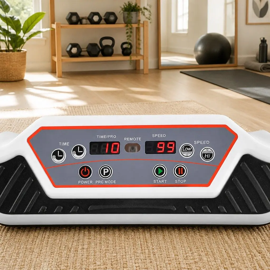 Vibration Machine Platform White Home Gym Whole Body Trainer 99 Speed Levels Anti Slip Surface