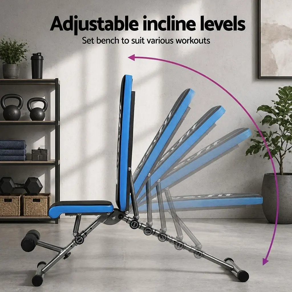 Adjustable Weight Bench FID Home Gym Press Fitness 330kg Capacity Blue