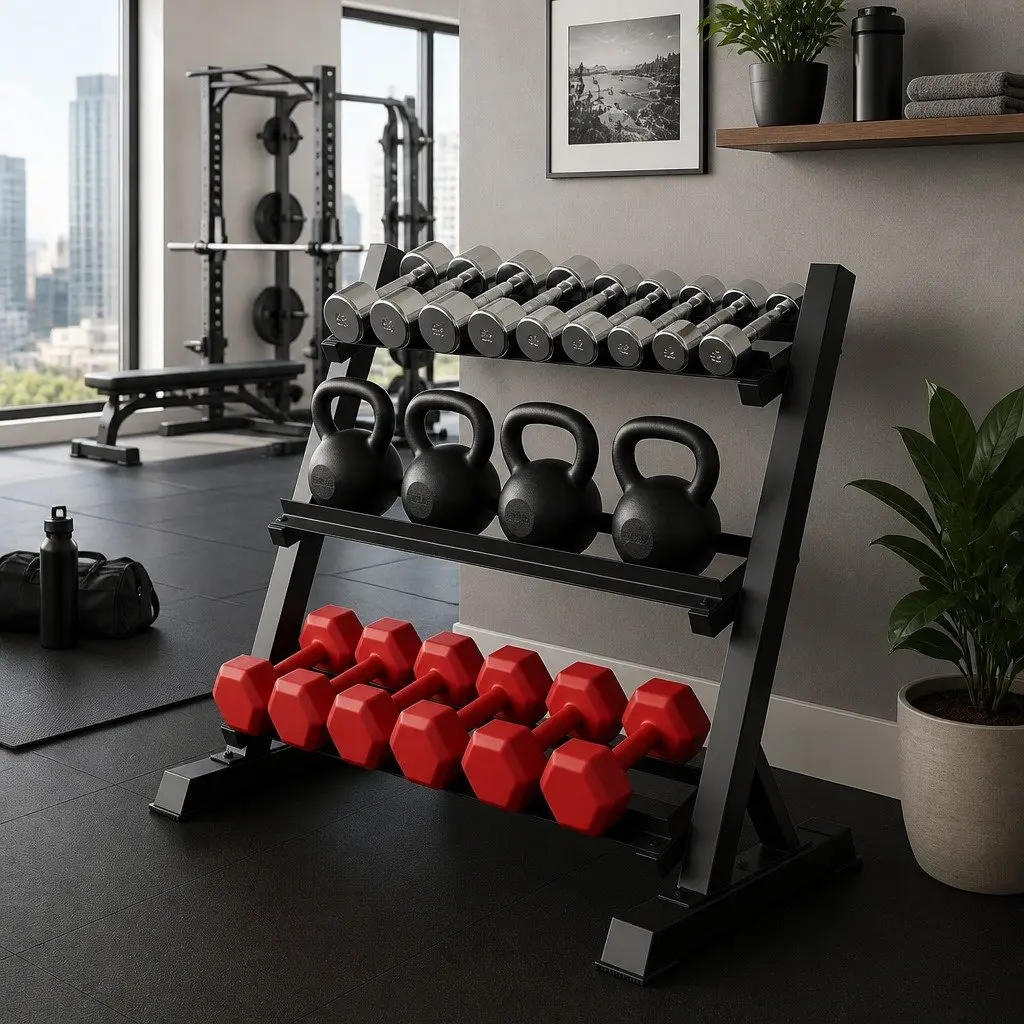 Dumbbell Rack Black 3-Tier Heavy Duty Weight Storage Organiser