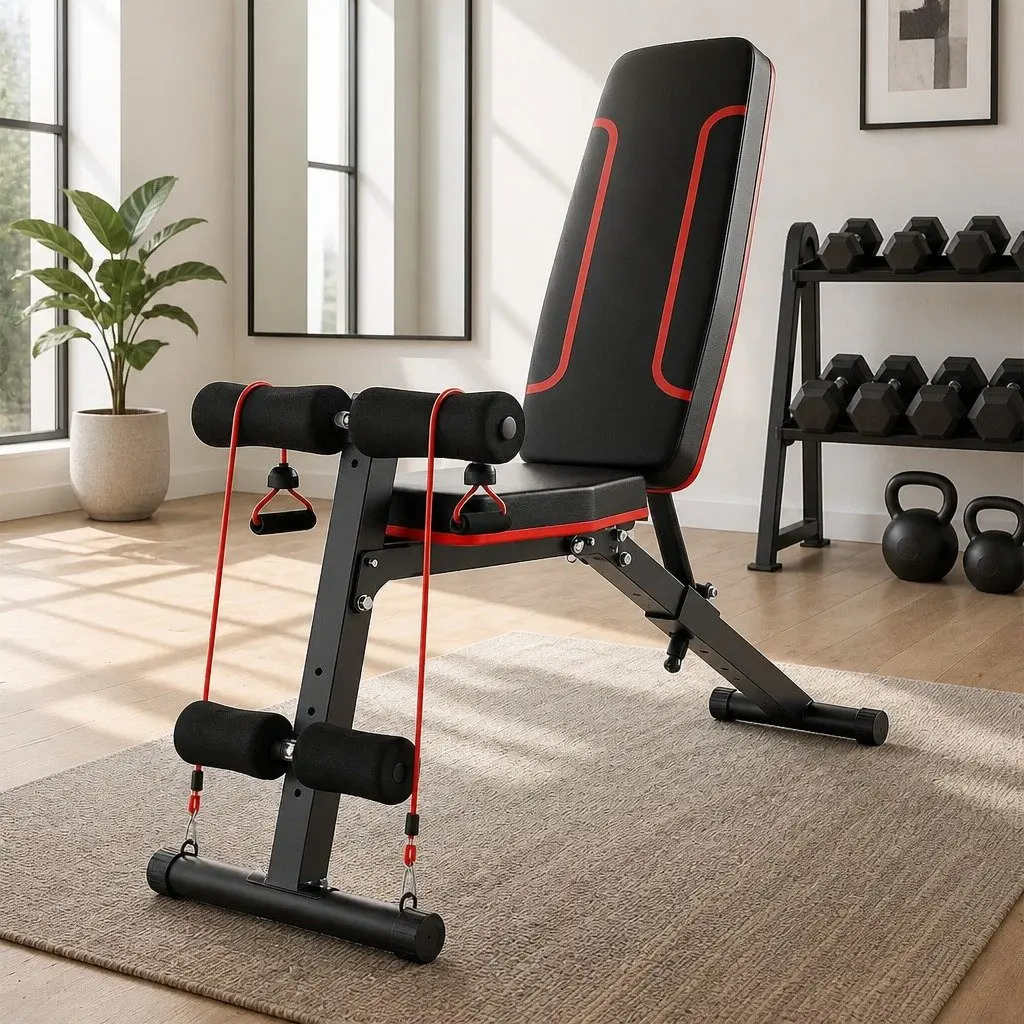 Adjustable Weight Bench Black 150kg Capacity 6 Position Backrest for Home Gym Fitness