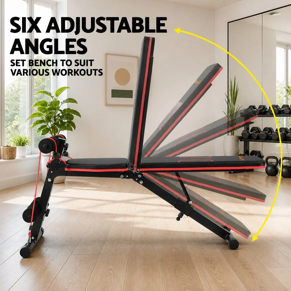 Adjustable Weight Bench Black 150kg Capacity 6 Position Backrest for Home Gym Fitness