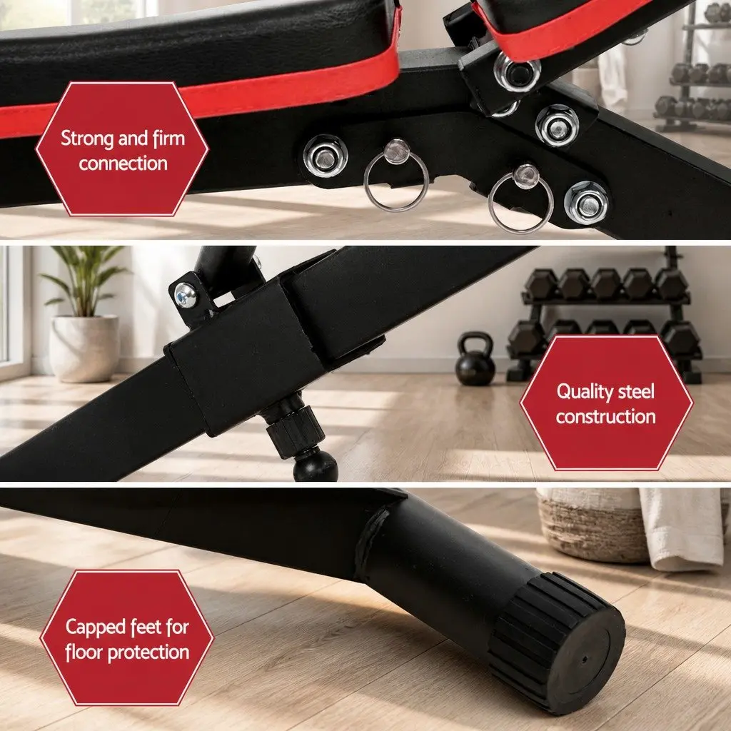 Adjustable Weight Bench Black 150kg Capacity 6 Position Backrest for Home Gym Fitness