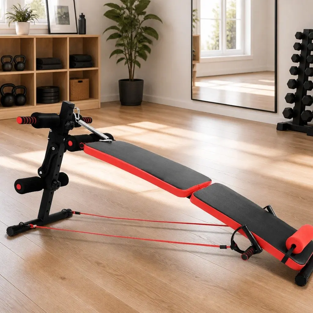 Foldable Sit Up Bench Black Adjustable Height Portable Multifunctional Home Gym Equipment
