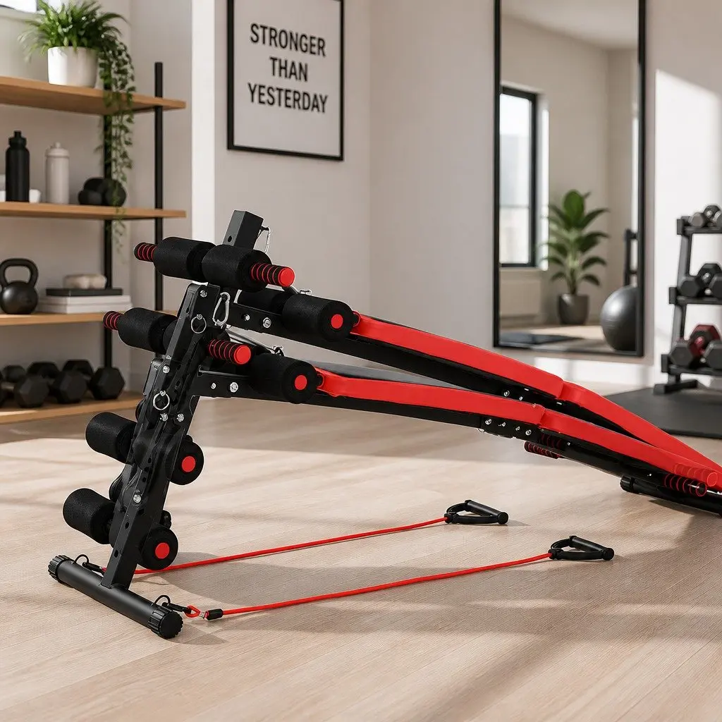 Foldable Sit Up Bench Black Adjustable Height Portable Multifunctional Home Gym Equipment