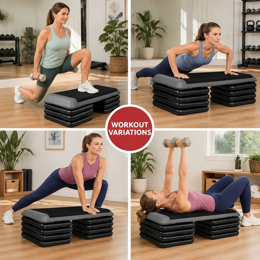 Aerobic Step Riser Black 4 Piece Adjustable Height Non-Skidding Pads