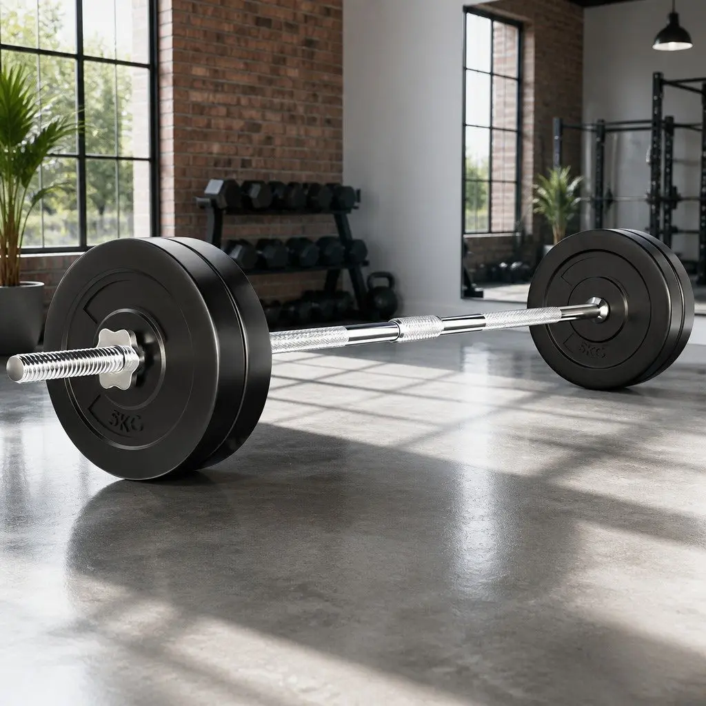 Barbell Set Black and Silver 168cm with Weight Plates Home Gym Lifting Kit