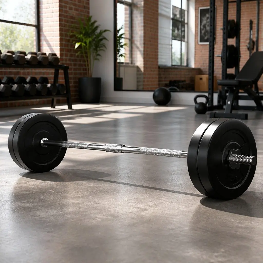 Barbell Set Black and Silver 168cm with Weight Plates Home Gym Lifting Kit