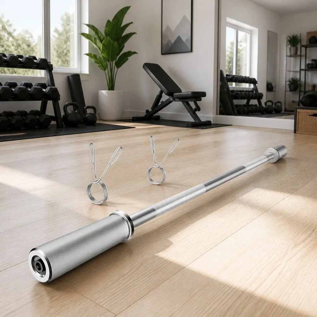 Olympic Training Bar Silver 1.2m Weight Lifting Bar Non-Slip Grip