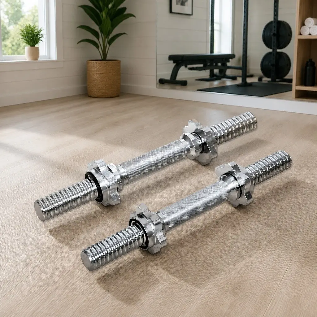 45cm Dumbbell Bar Steel Chrome Plated Home Gym Exercise 150kg Weight Capacity