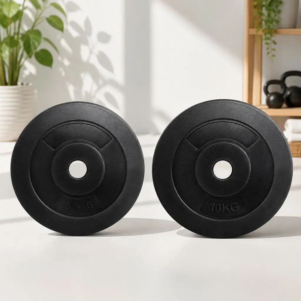 Barbell Weight Plates Black 30kg Standard 31mm Rubber Surface Heavy-duty Free Weights Set