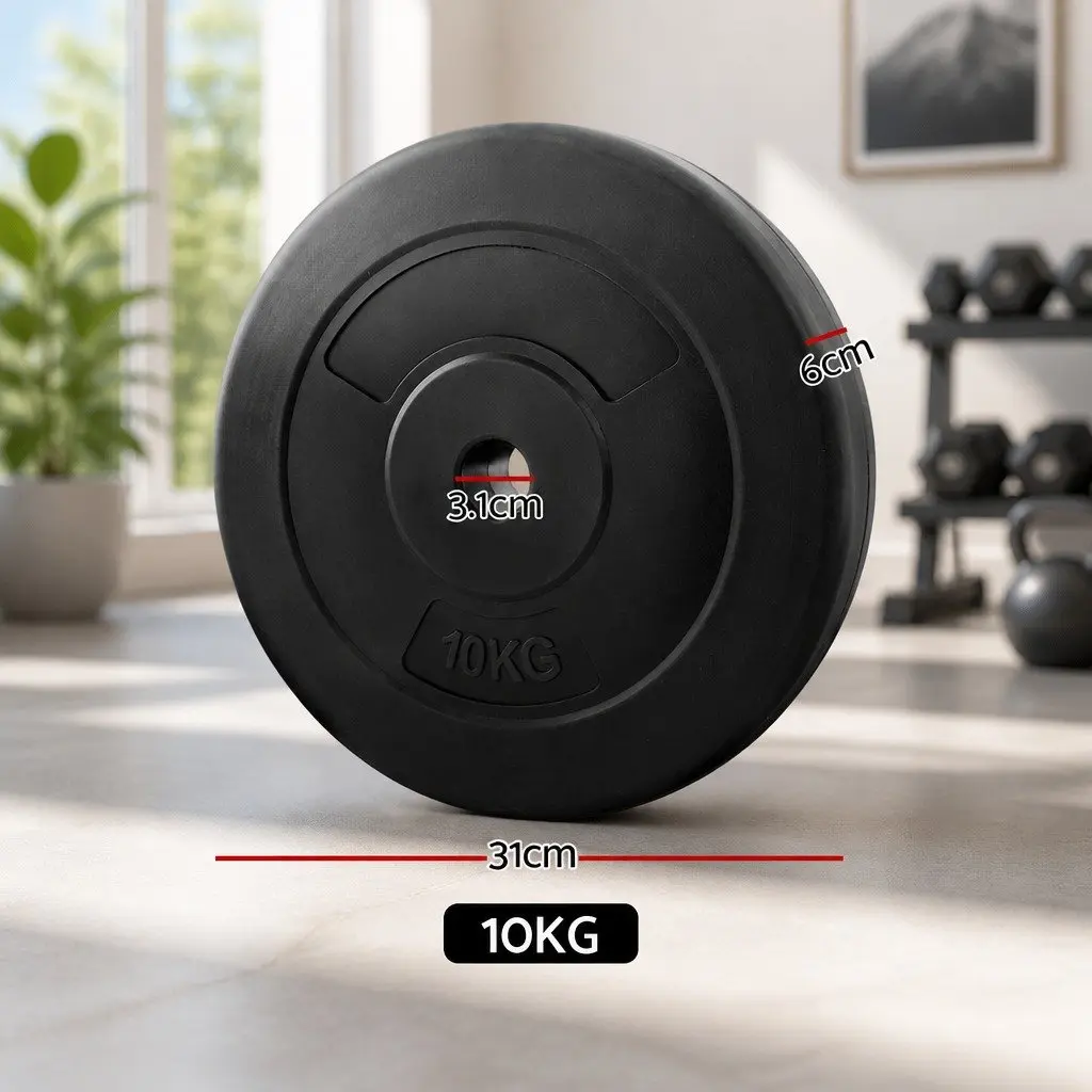 Standard Barbell Weight Plates Black 60kg Heavy-duty Rubber Surface Suitable for Home Gym Workouts