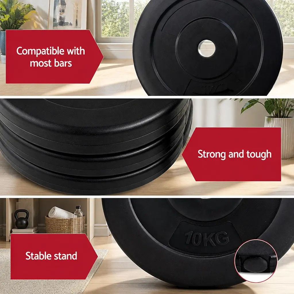 Standard Barbell Weight Plates Black 60kg Heavy-duty Rubber Surface Suitable for Home Gym Workouts