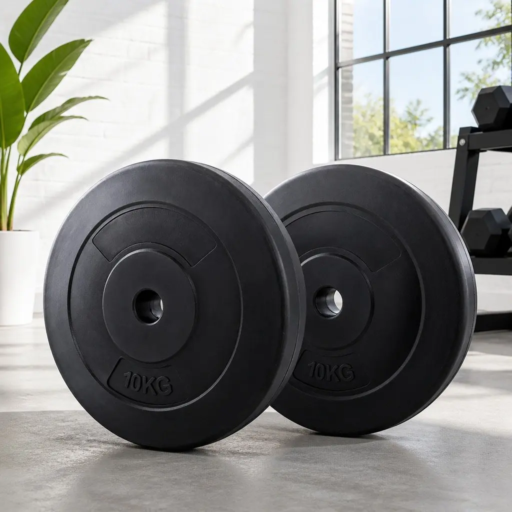 Standard Barbell Weight Plates Black 60kg Heavy-duty Rubber Surface Suitable for Home Gym Workouts