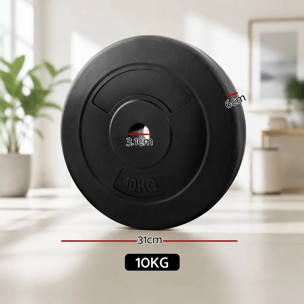 Barbell Weight Plates Black 31mm 80kg Heavy-duty Rubber Surface for Home Gym Exercise Set