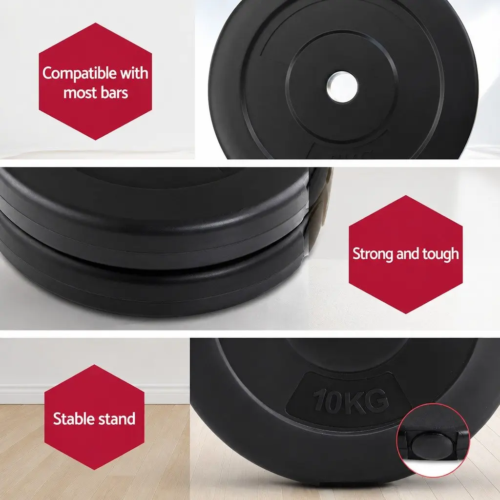 Barbell Weight Plates Black 31mm 80kg Heavy-duty Rubber Surface for Home Gym Exercise Set