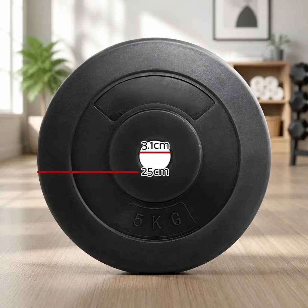Weight Plates Black 2X 5kg Standard Barbell Plate Rubber Surface Durable Home Gym