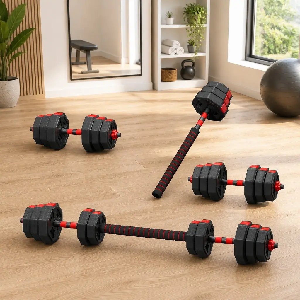 Adjustable 20kg Dumbbell Barbell Set
