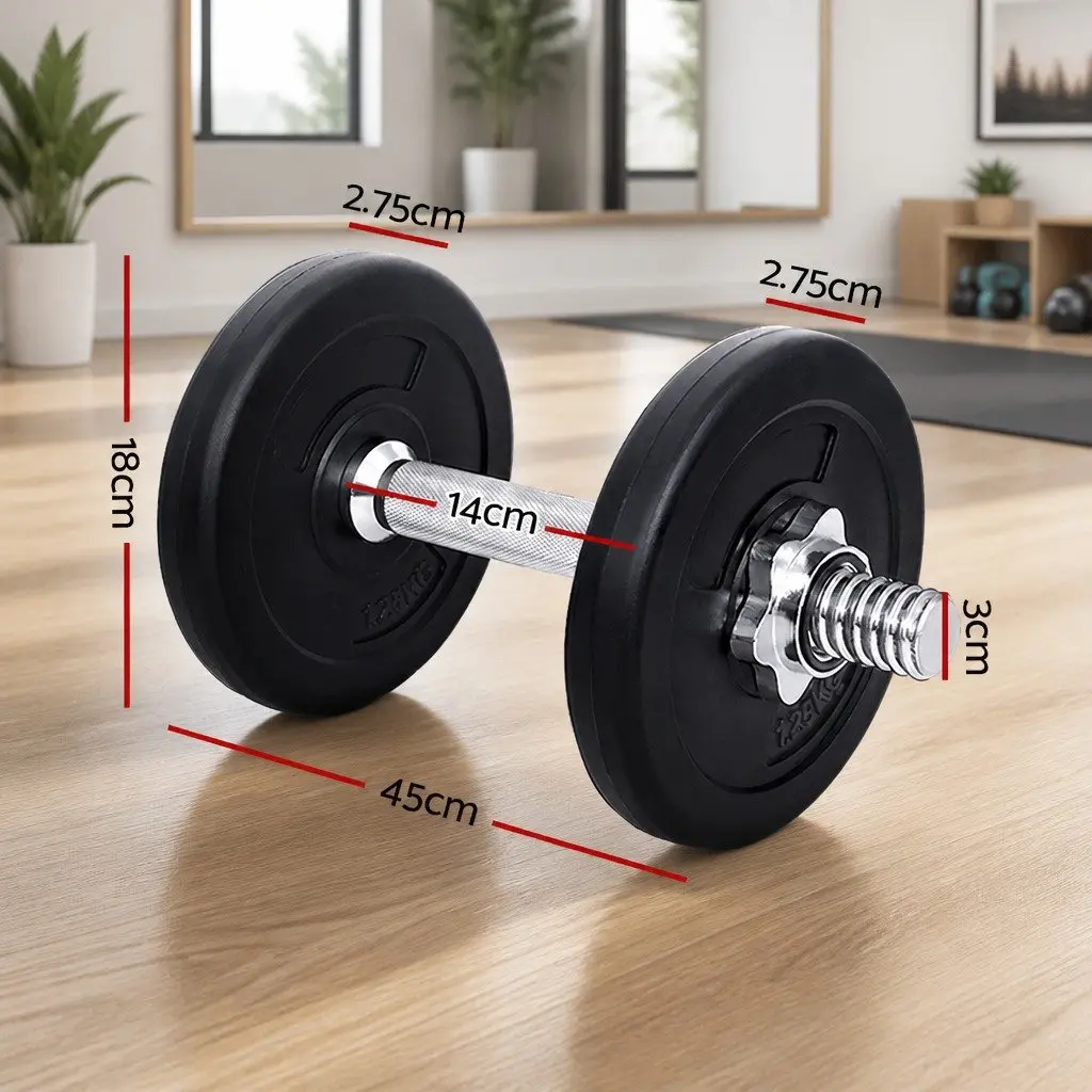 Dumbbell Set Black and Silver 10kg Adjustable Weight Plates Non-Slip Handle