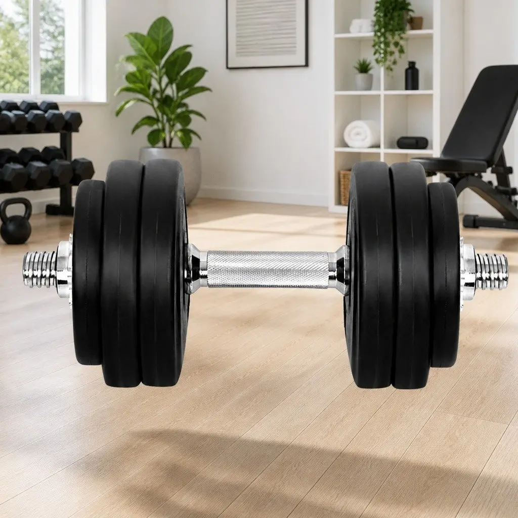 Dumbbell Set 30kg Weight Plates Adjustable Home Gym Fitness Training Equipment