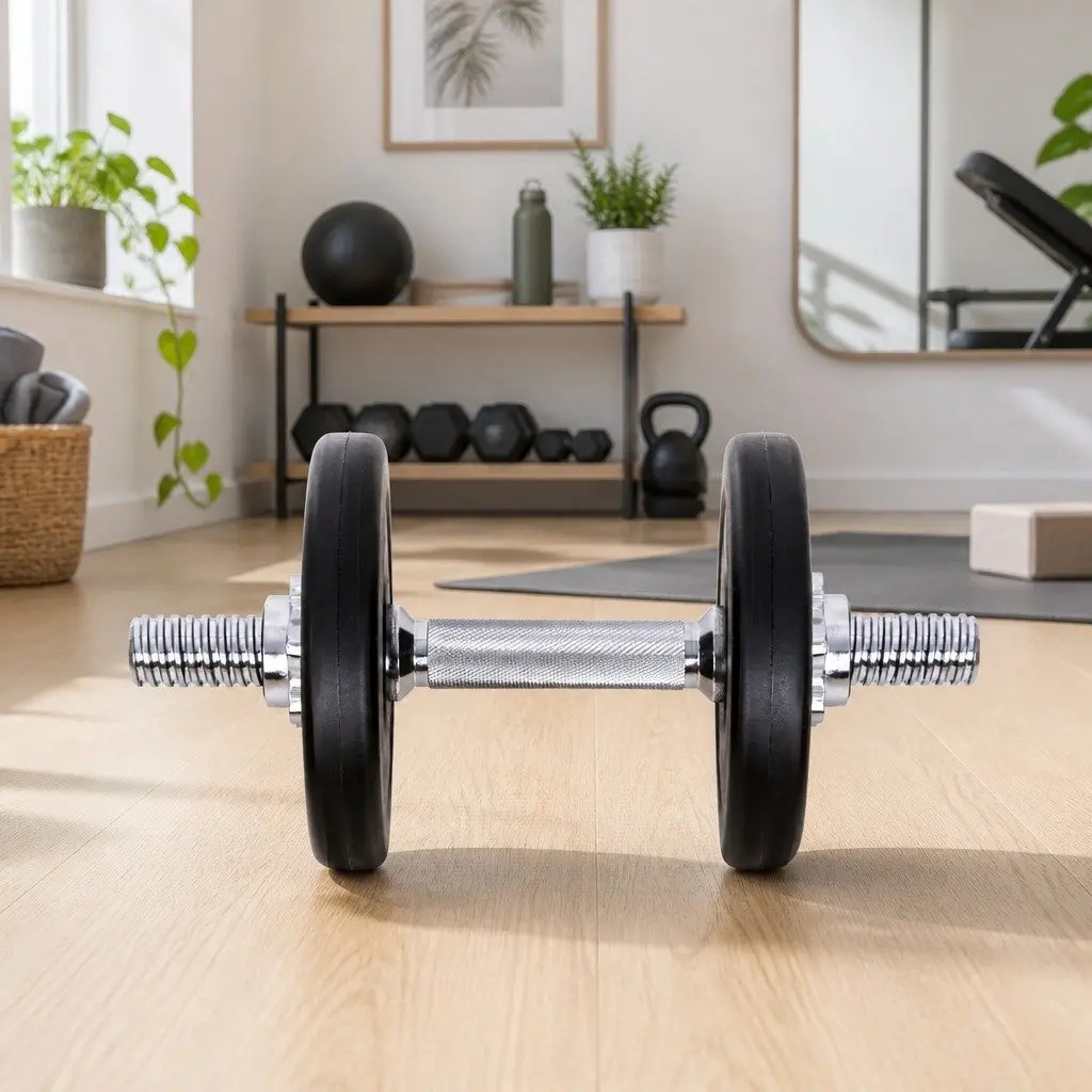 15kg Dumbbell Set Black and Silver Adjustable Weight Plates Non-slip Handle Home Gym Fitness Training