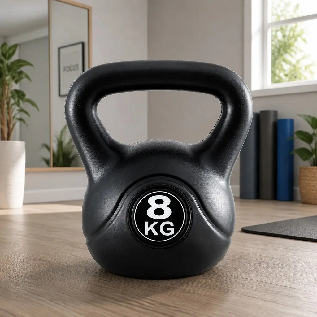 Kettlebell Black 8kg Anti-slip Grip Home Gym Weight Training Equipment