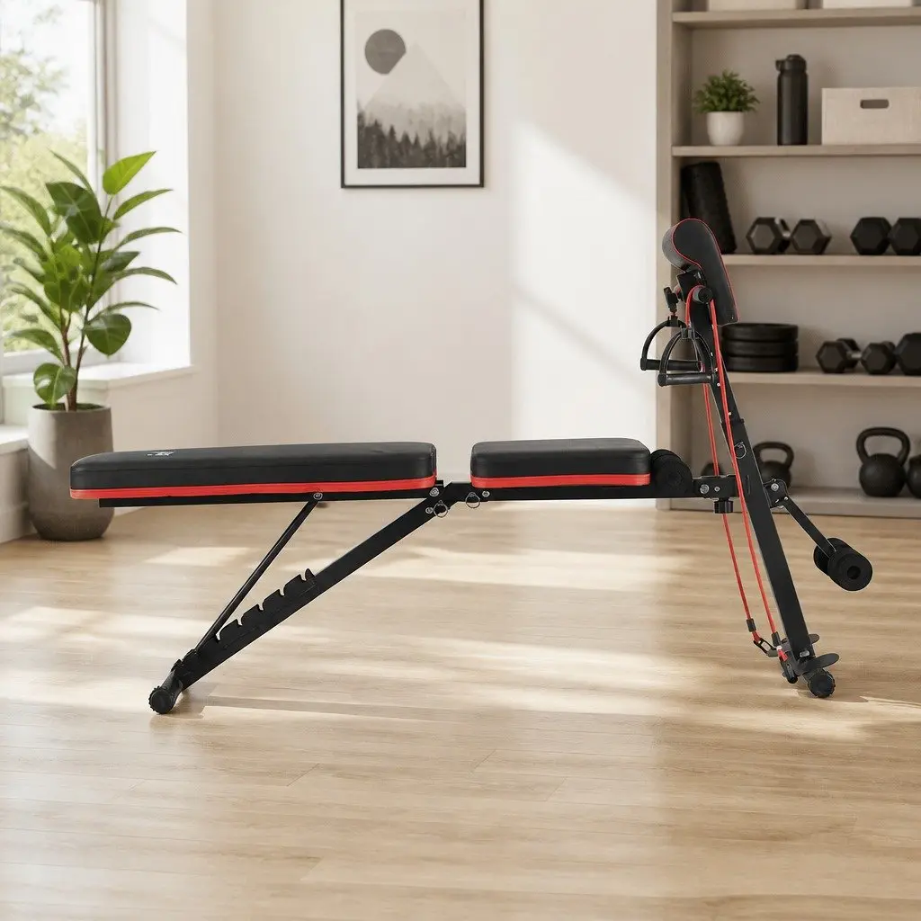 Adjustable Weight Bench Black 8 Incline Levels Preacher Curl Functionality