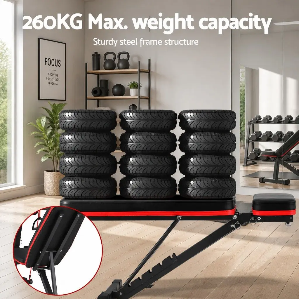 Adjustable Weight Bench Black 8 Incline Levels Preacher Curl Functionality