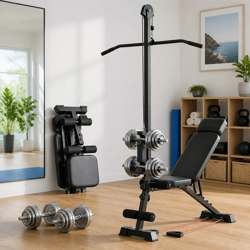 Adjustable Weight Bench Black Foldable Multi-Function Home Gym Training FID Pull Up