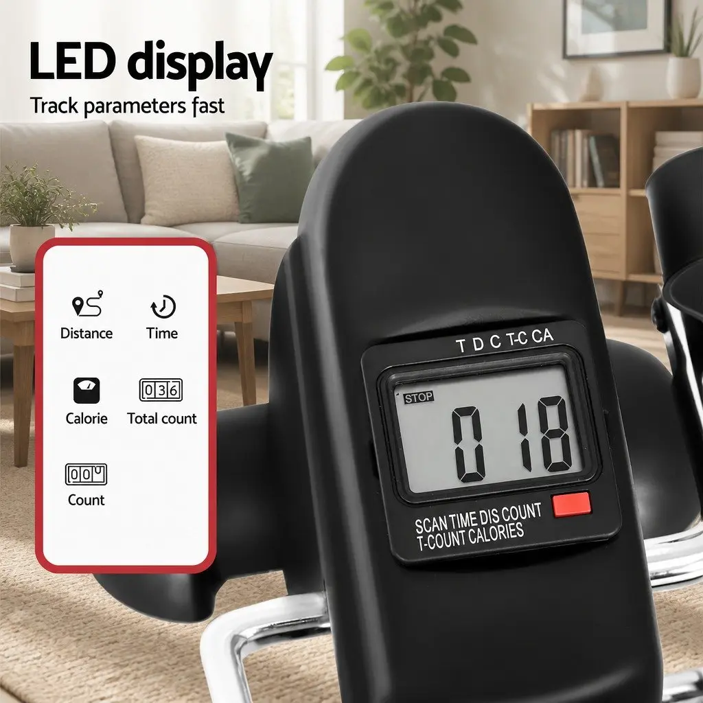 Pedal Exerciser Black Mini Exercise Bike Adjustable Resistance Portable Under Desk Cycling