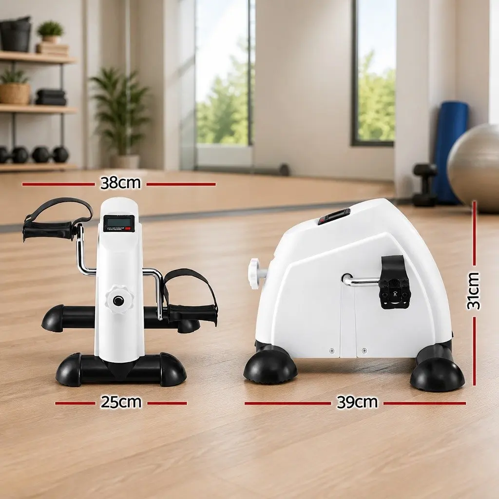Mini Exercise Bike White Portable Adjustable Resistance Under Desk